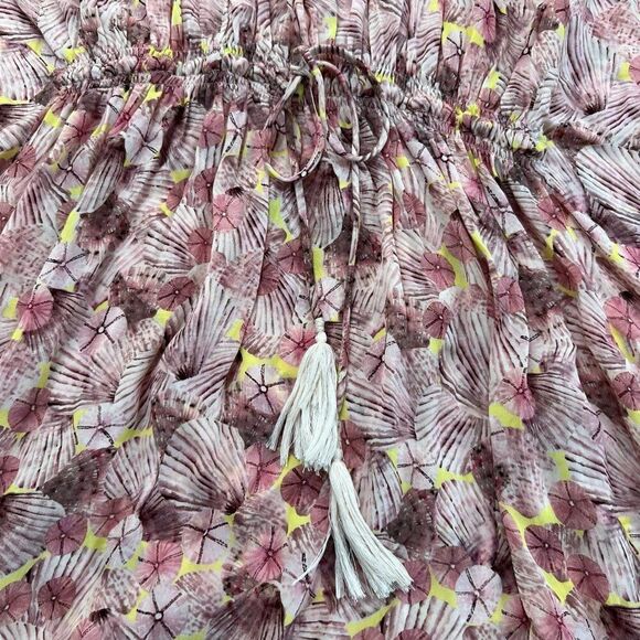 Rujuta Sheth Anthropologie Pink Shell Print Maxi Dress Cinch Drawstring Waist OS - Picture 12 of 13